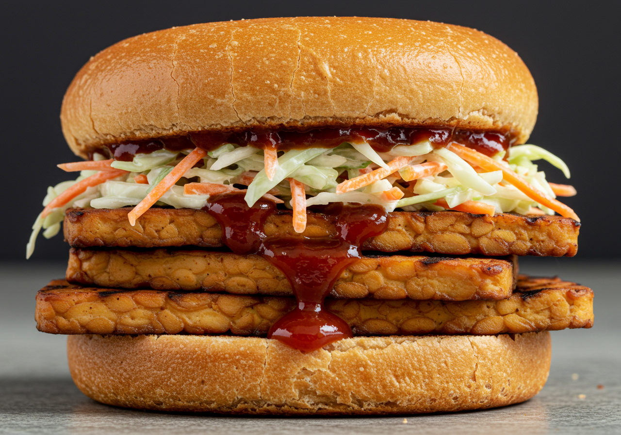 American BBQ Tempeh Sandwich (Vegetarian, Dairy-Free, Gluten-Free)