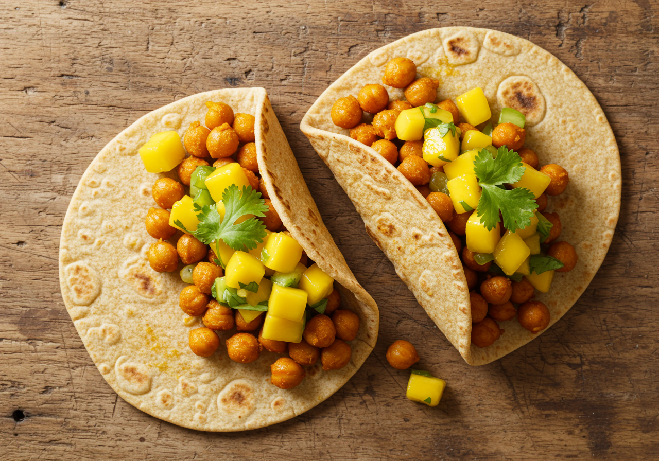 Chana Masala Wraps with Mango Salsa