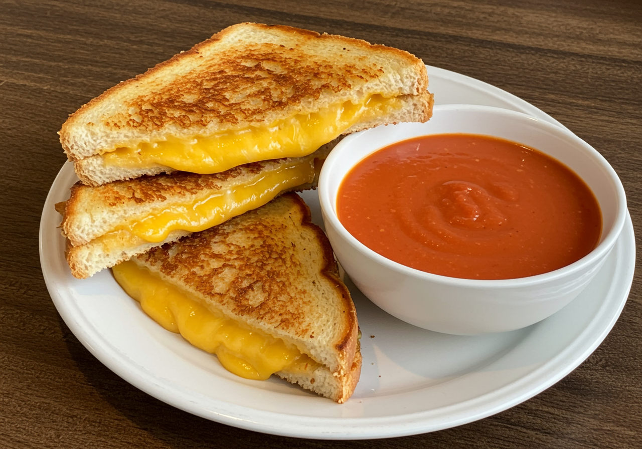 Grilled Cheese Sandwich with Tomato Soup