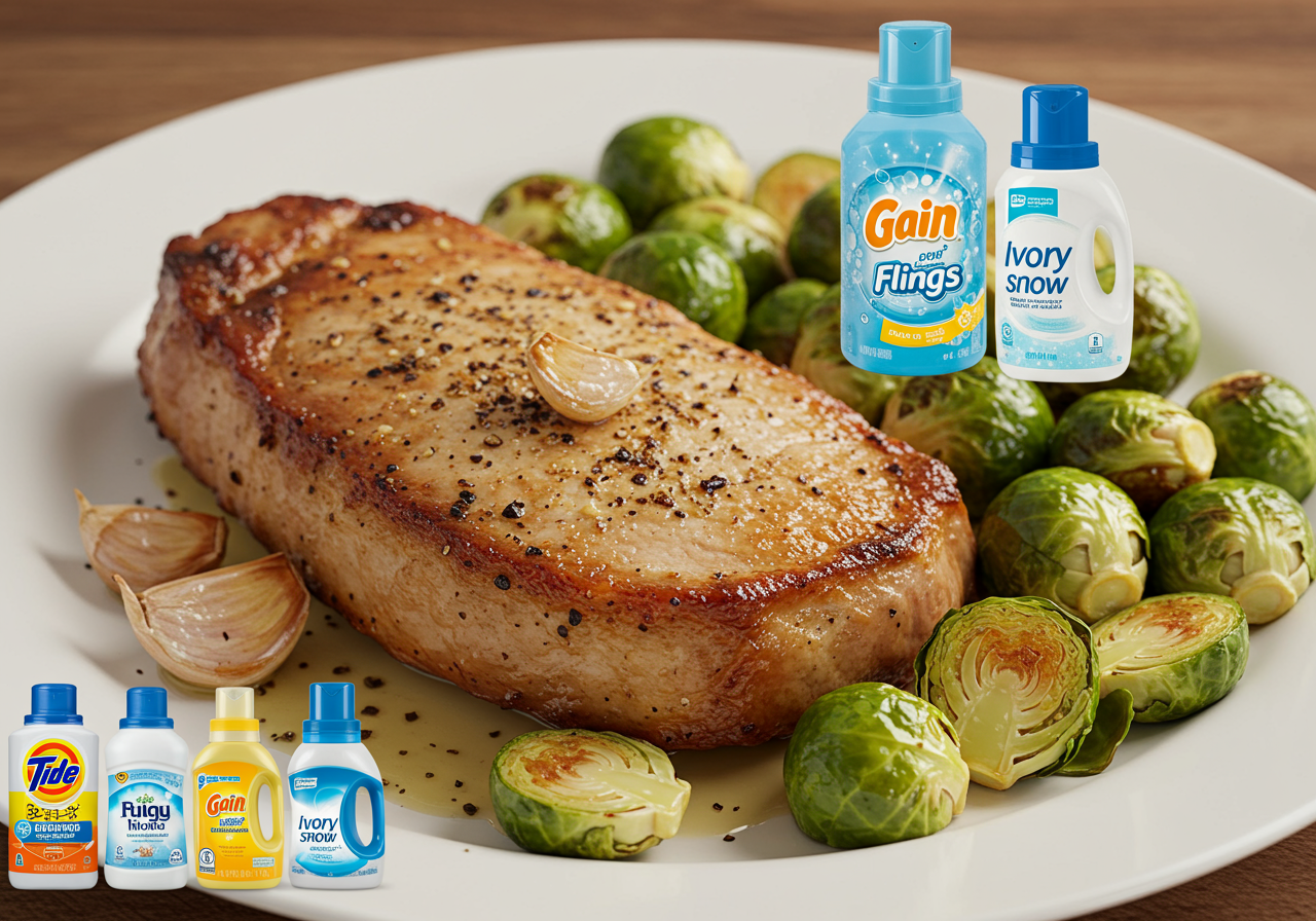 Pork Tenderloin with Brussels Sprouts and Garlic