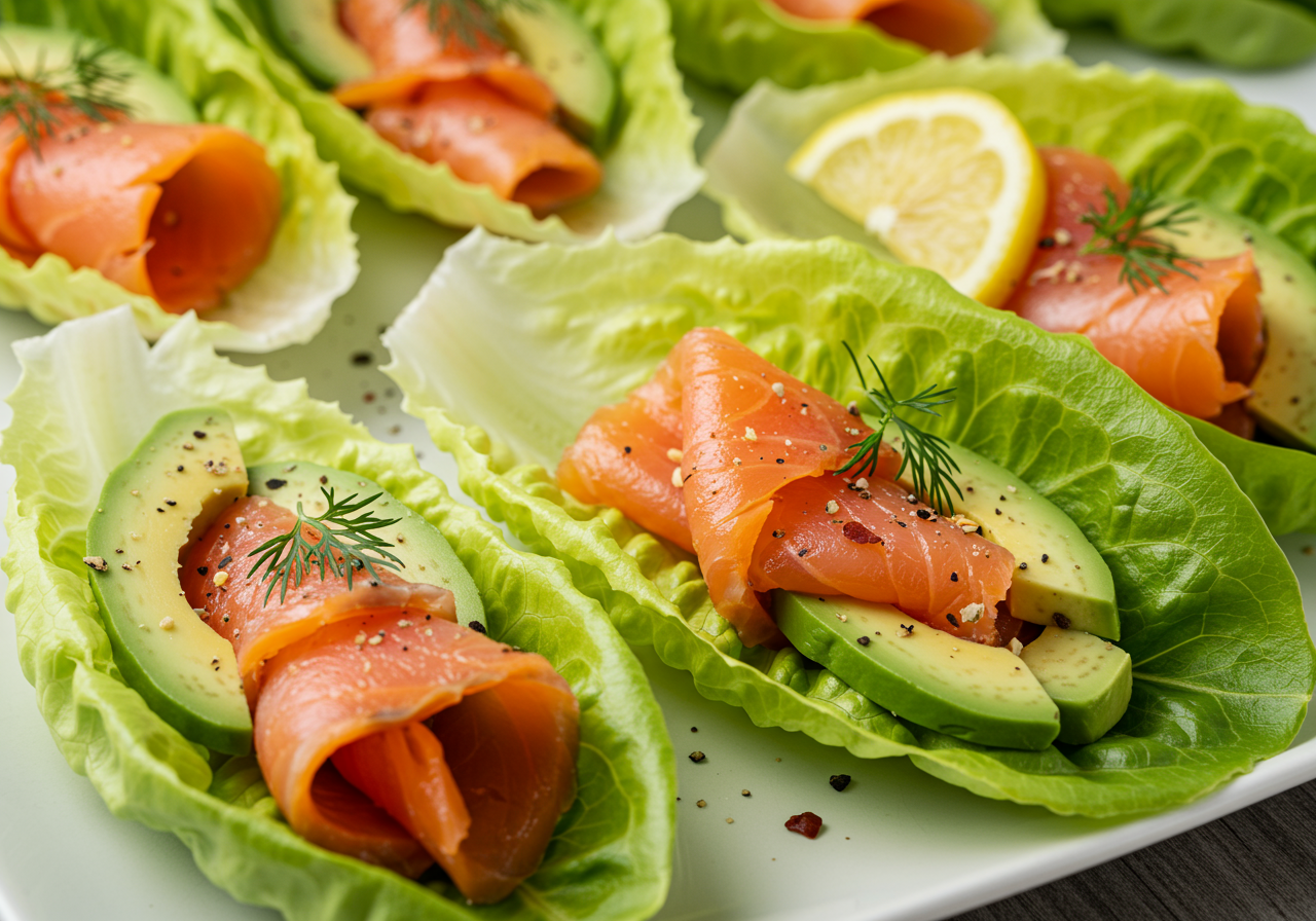 Smoked Salmon & Avocado Breakfast Lettuce Wraps