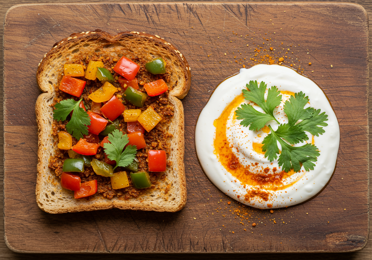 Masala Toast with Spiced Yogurt