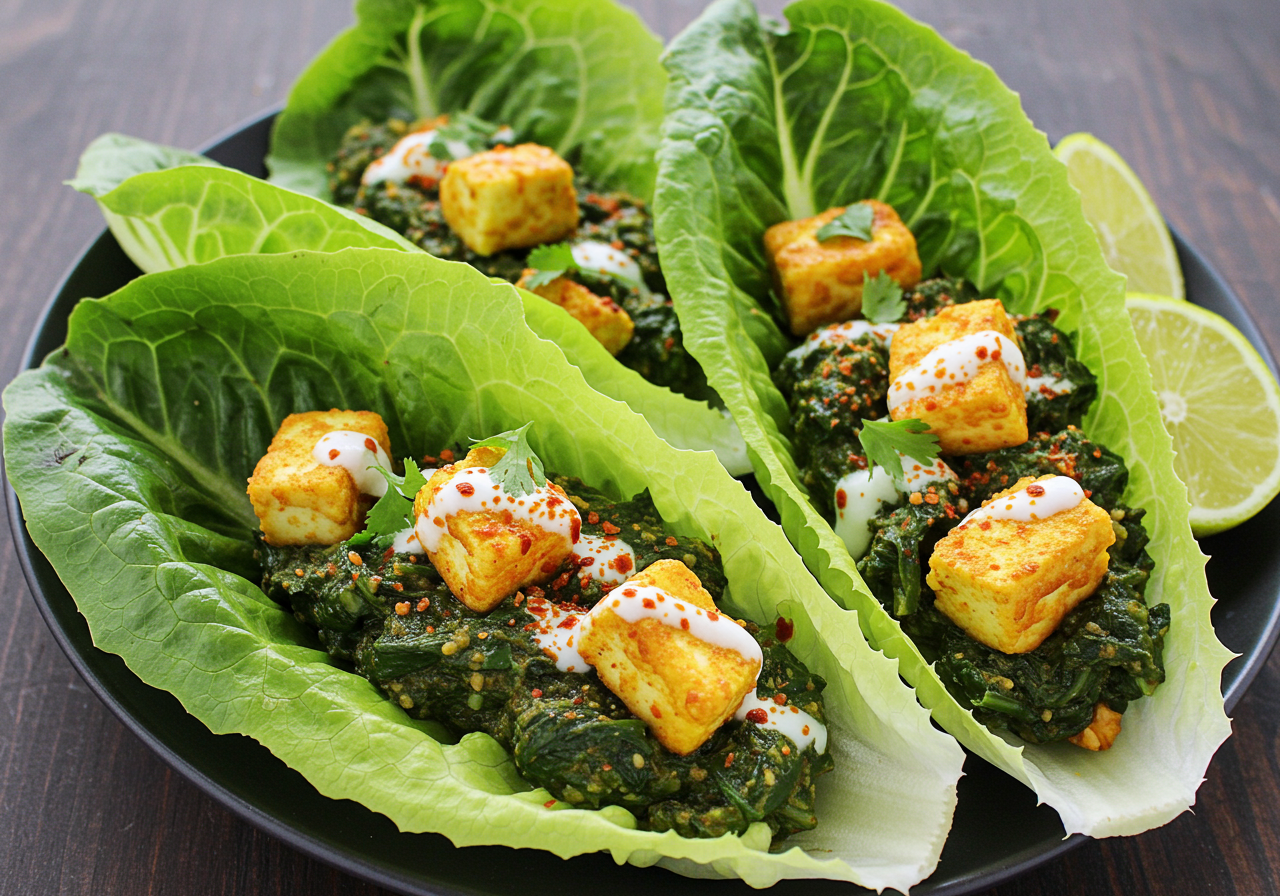 Spinach and Paneer Lettuce Wraps