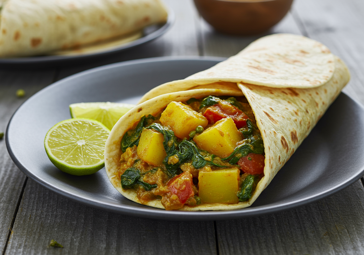 Potato and Spinach Curry Wrap