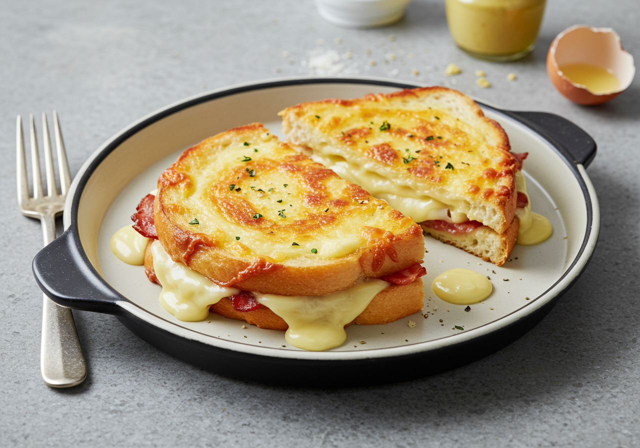 Elevated Croque Madame with Gruyère and Dijon Bechamel