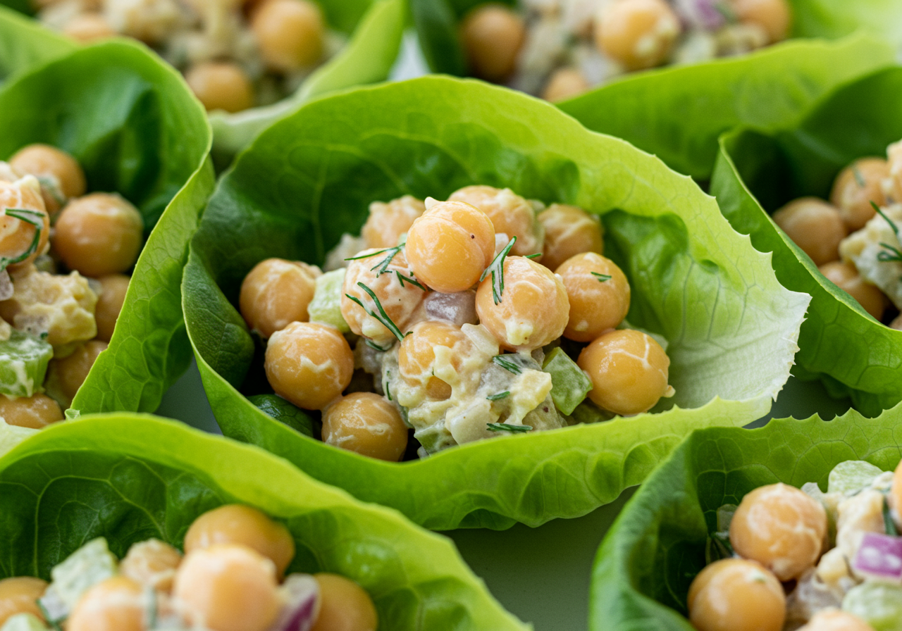 Lemon-Dill Chickpea 'Tuna' Salad Lettuce Wraps