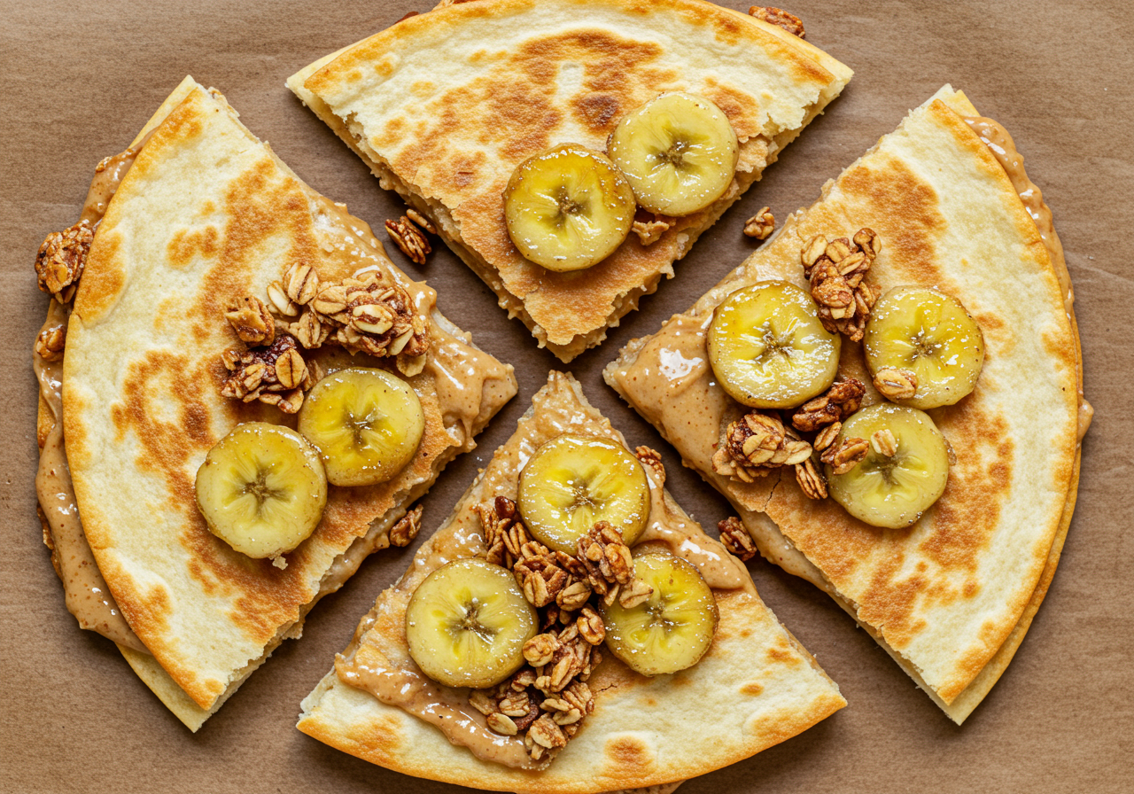 Gourmet Breakfast Quesadillas with Caramelized Bananas and Almond Butter