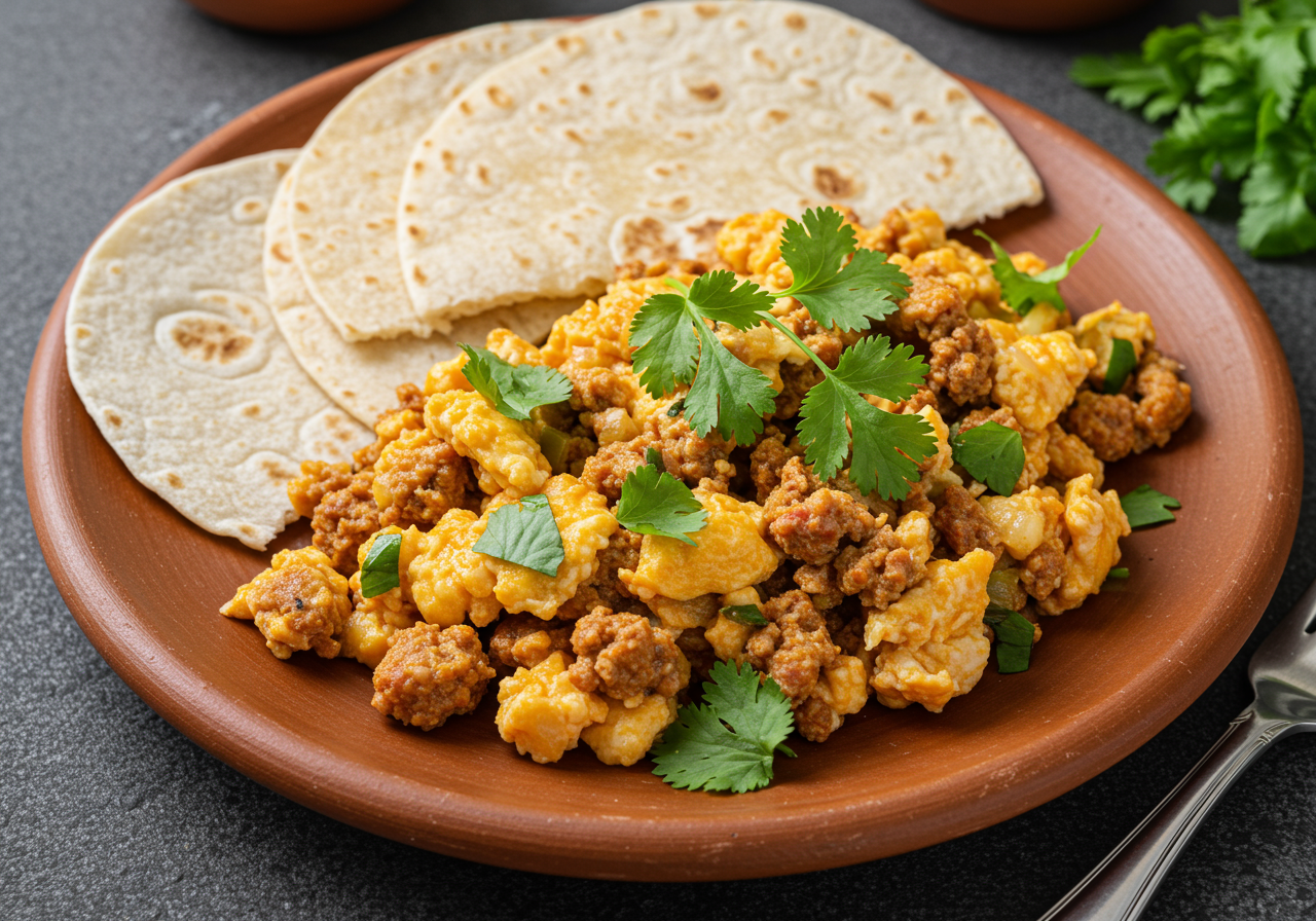 Mexican Chorizo and Egg Scramble with Tortillas