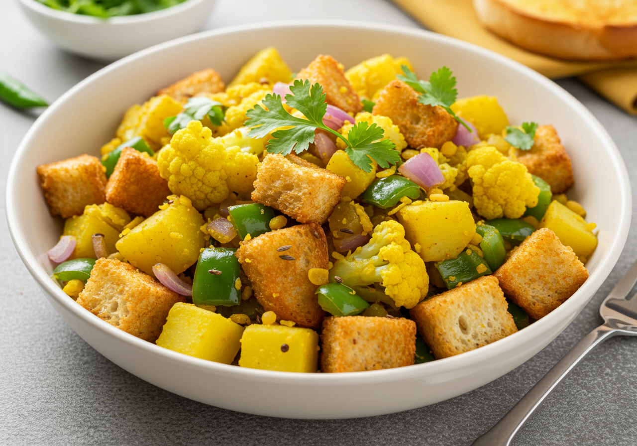 Masala Vegetable and Bread Upma