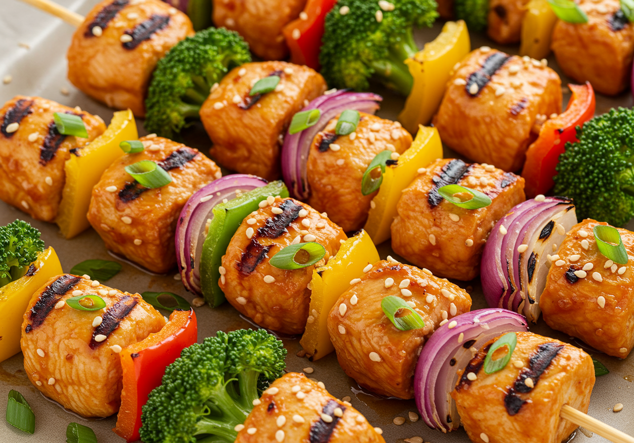 Spicy Korean Chicken and Vegetable Skewers