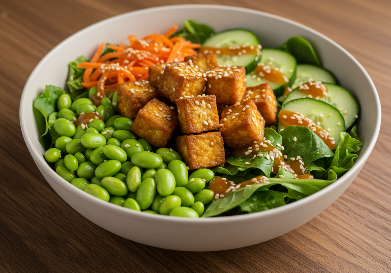 Korean Tofu and Edamame Salad Lunch Bowls