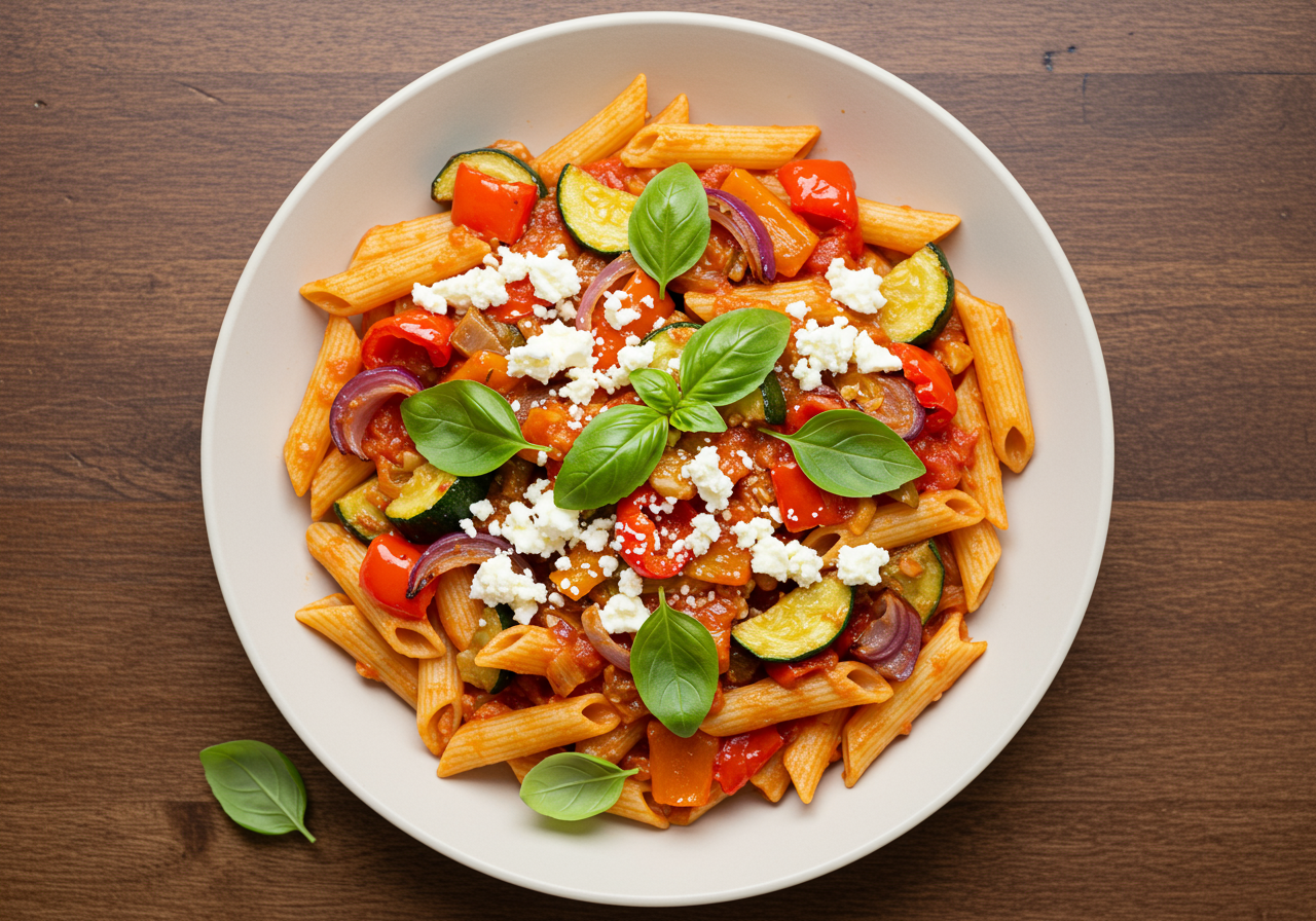 Mediterranean Pasta with Roasted Vegetables