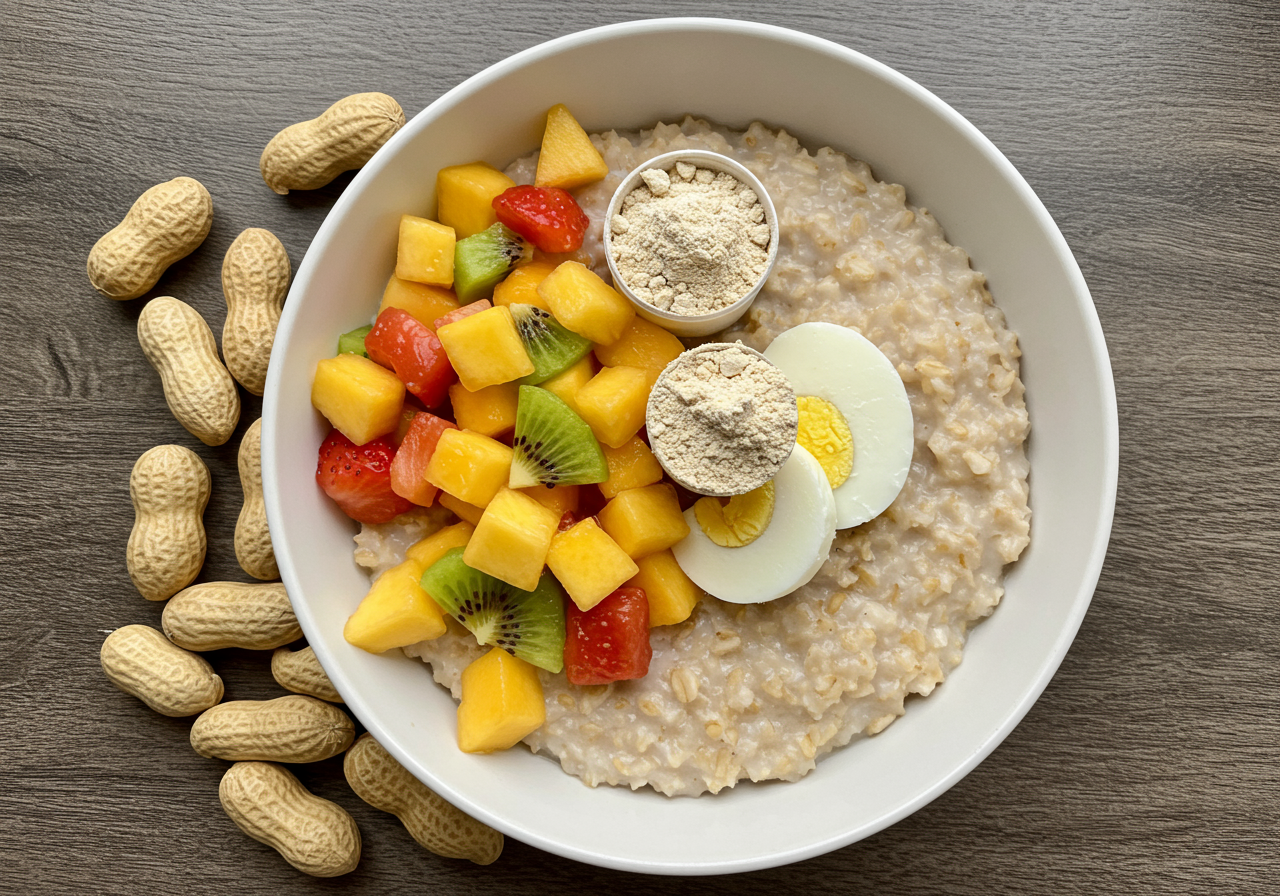 High Protein Oatmeal with Protein Powder and Nuts