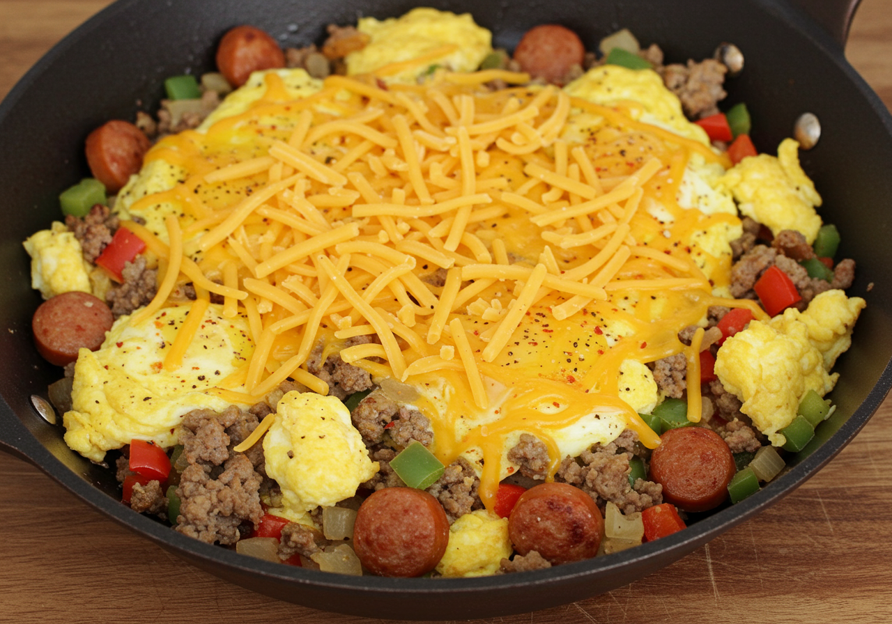 Ground Beef & Sausage Breakfast Scramble