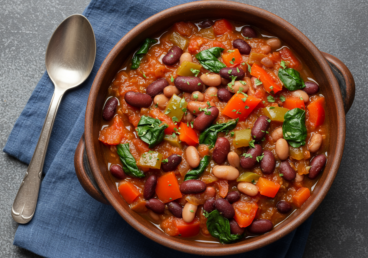 Bell Pepper and Spinach Vegetarian Chili