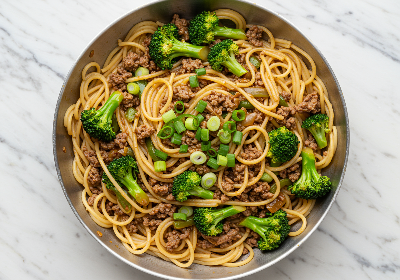 Broccoli & Beef Bulgogi Spaghetti