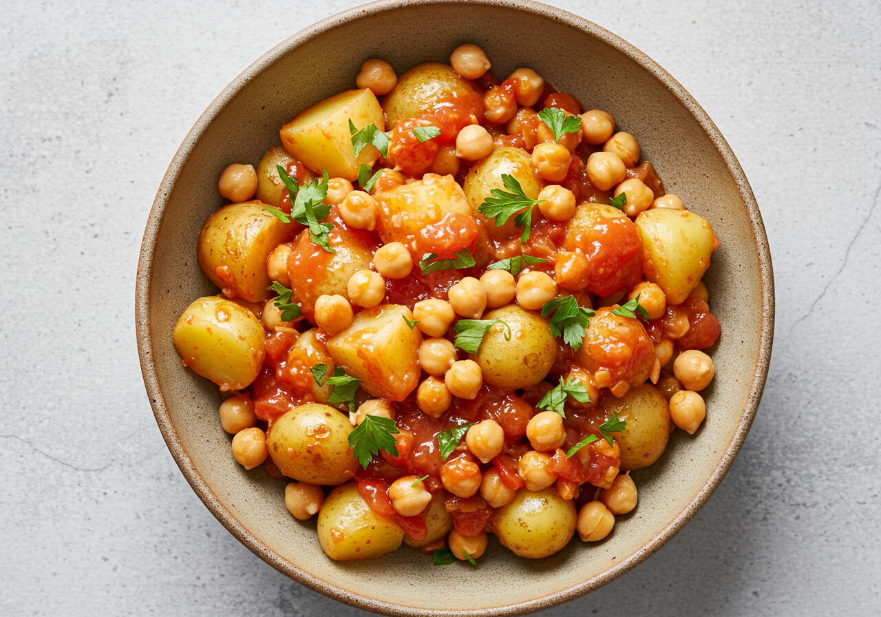 Spiced Chickpea and Potato Salad with Tomato Vinaigrette