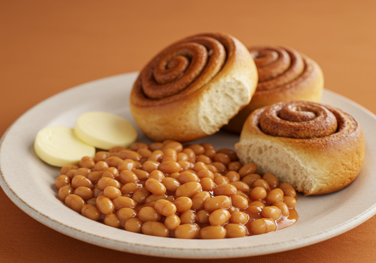 Sainsbury's Baked Beans with Hot Cross Buns