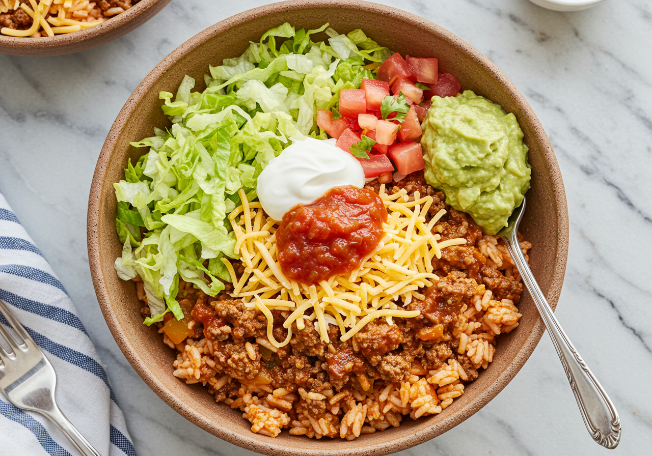 One-Pot Mexican Beef and Rice Bowls