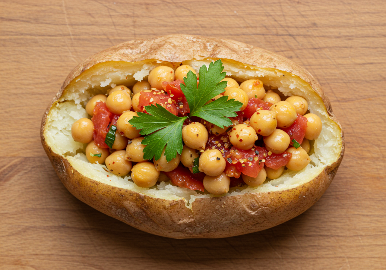 Mediterranean Chickpea & Tomato Stuffed Potatoes