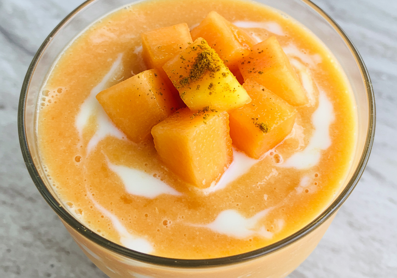 Spiced Tropical Cantaloupe and Ginger Smoothie