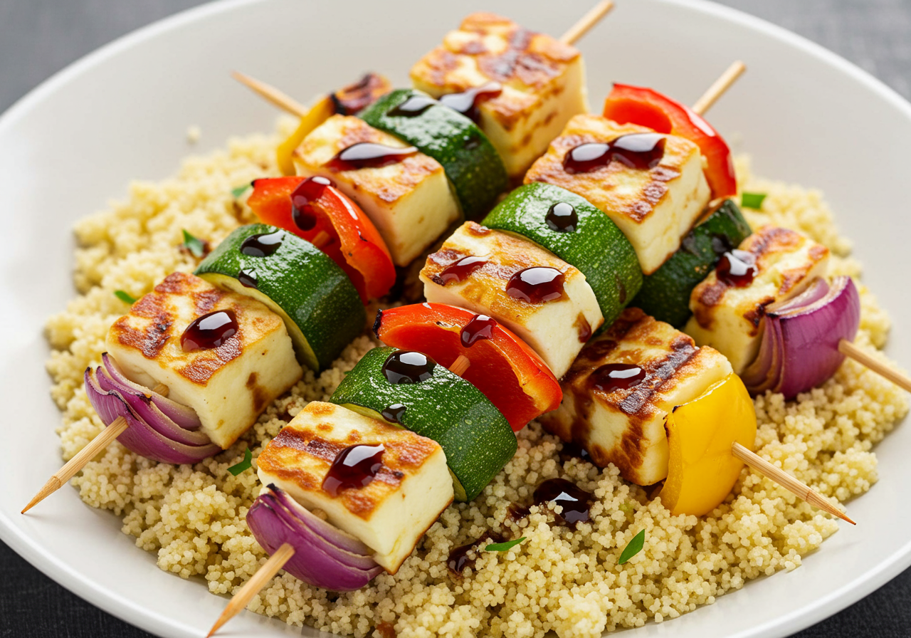 Italian Inspired Grilled Halloumi Skewers
