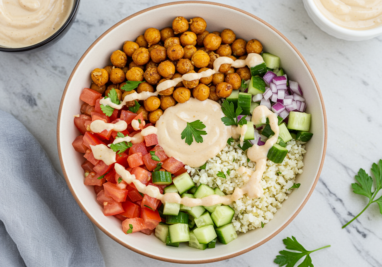 Mediterranean Chickpea & Tomato Grain-Free Bowl