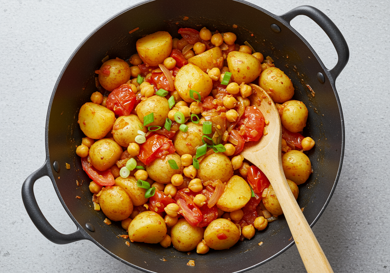 Potato, Tomato, and Chickpea Stir-fry