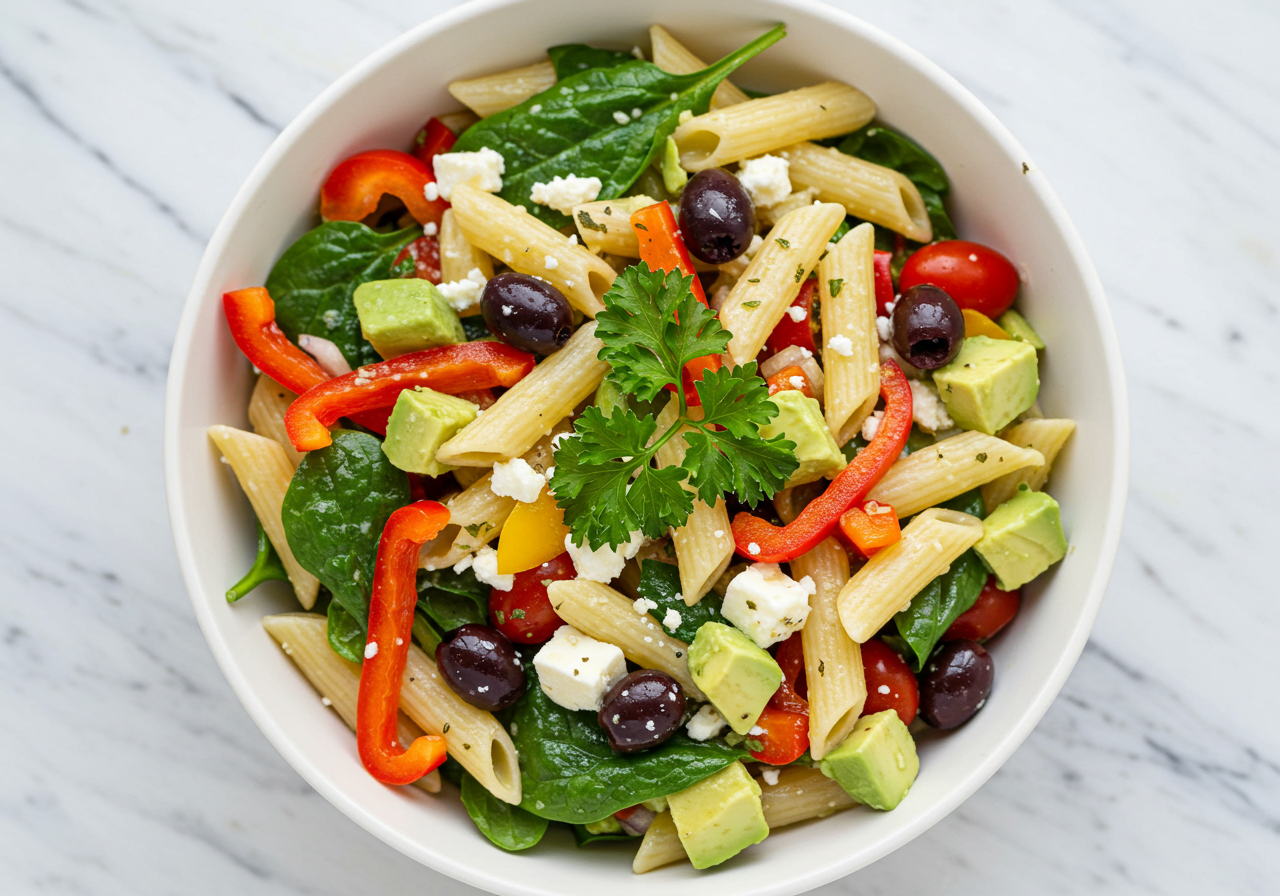 Greek Pasta Salad with Feta and Olives