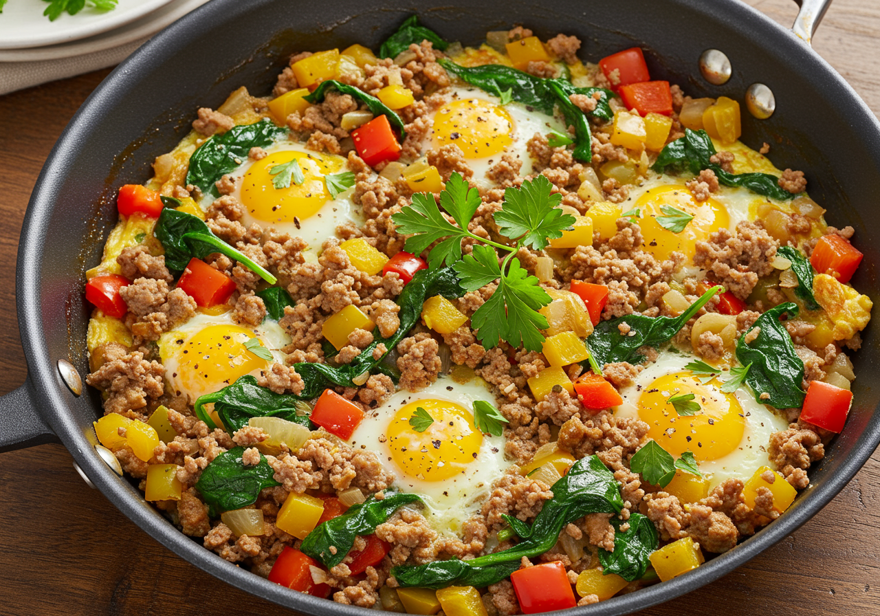 Ground Beef & Veggie Scramble (Low Sodium)