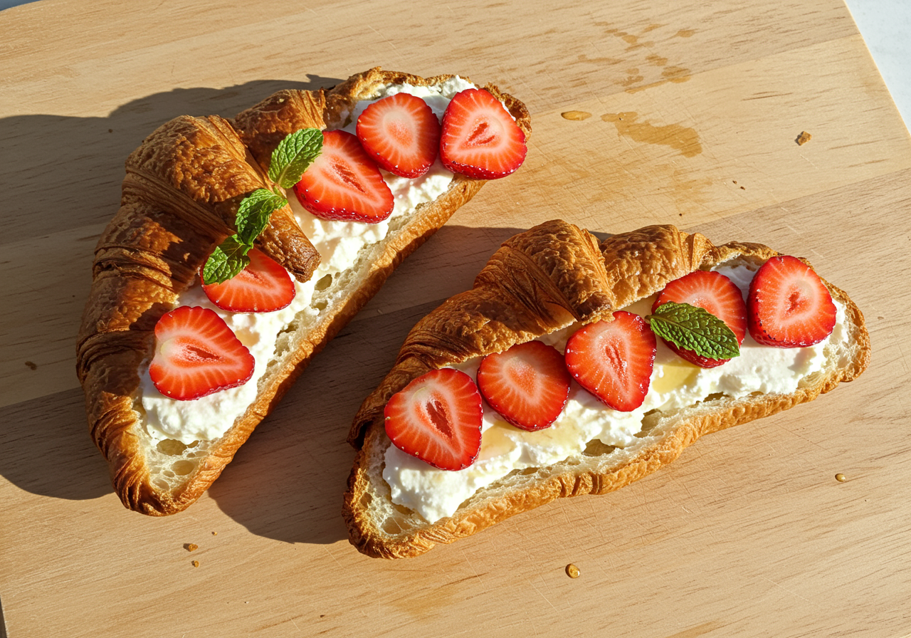Ricotta & Strawberry Croissant Tartines (French)