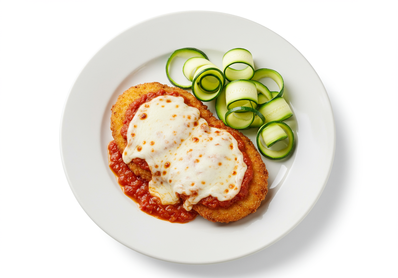 Baked Chicken Parmesan with Zucchini Ribbons