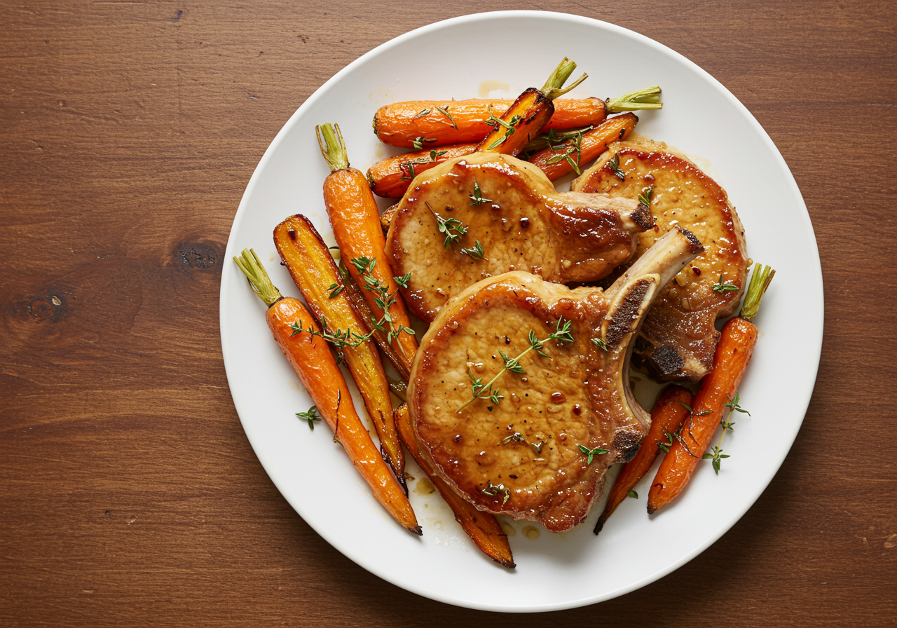Maple-Glazed Pork Chops with Roasted Carrots