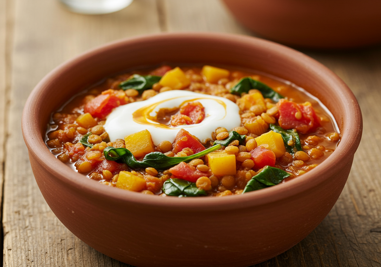 Tomato and Spinach Lentil Soup