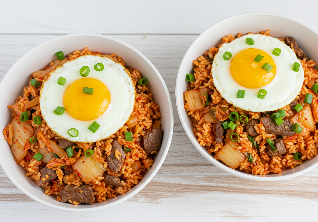 Korean Beef and Kimchi Fried Rice Lunch Bowls