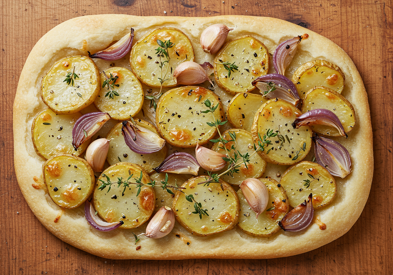 Roasted Potato, Onion, and Garlic Flatbread
