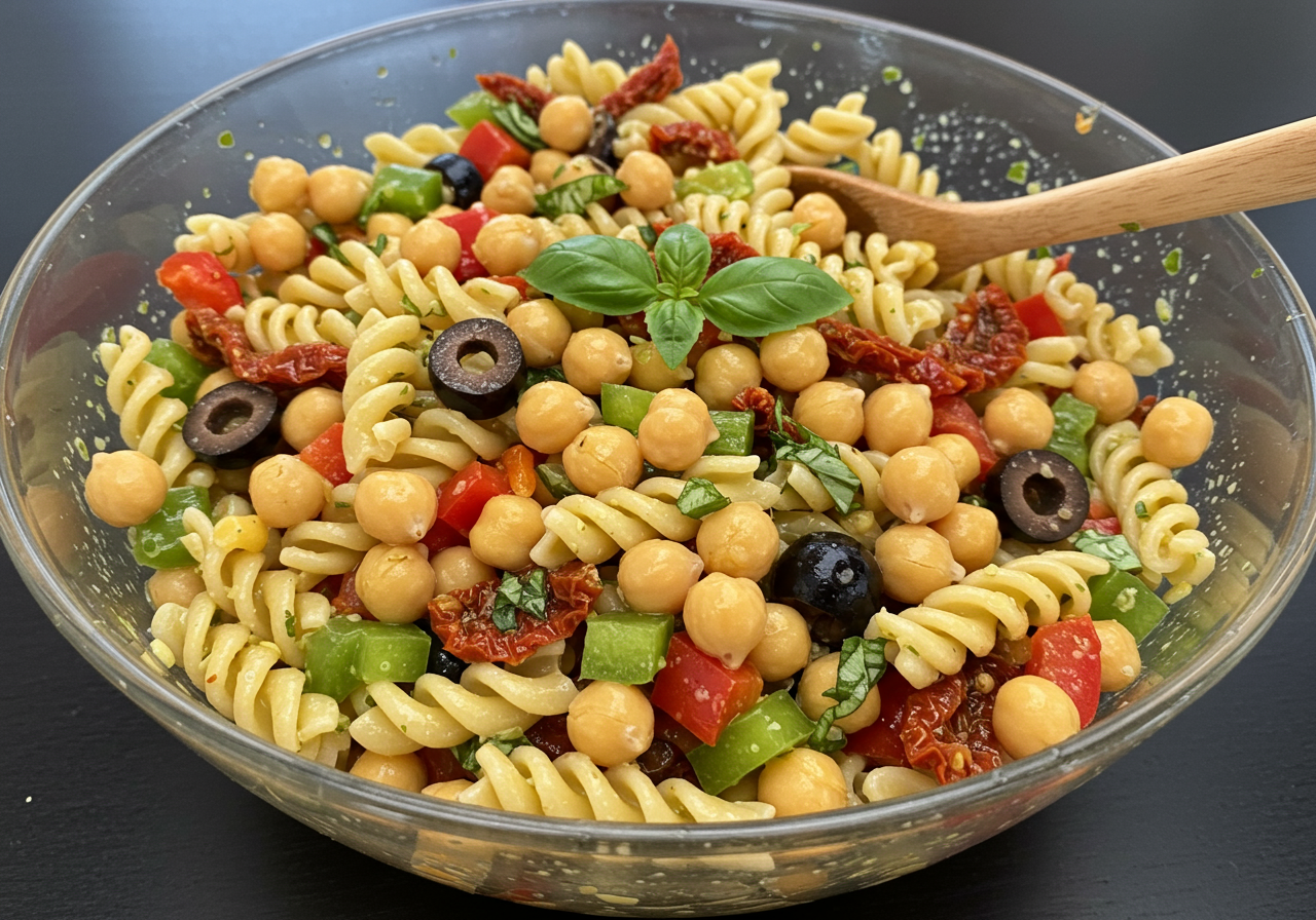Italian Chickpea Pasta Salad (Vegetarian, Dairy-Free, Gluten-Free)