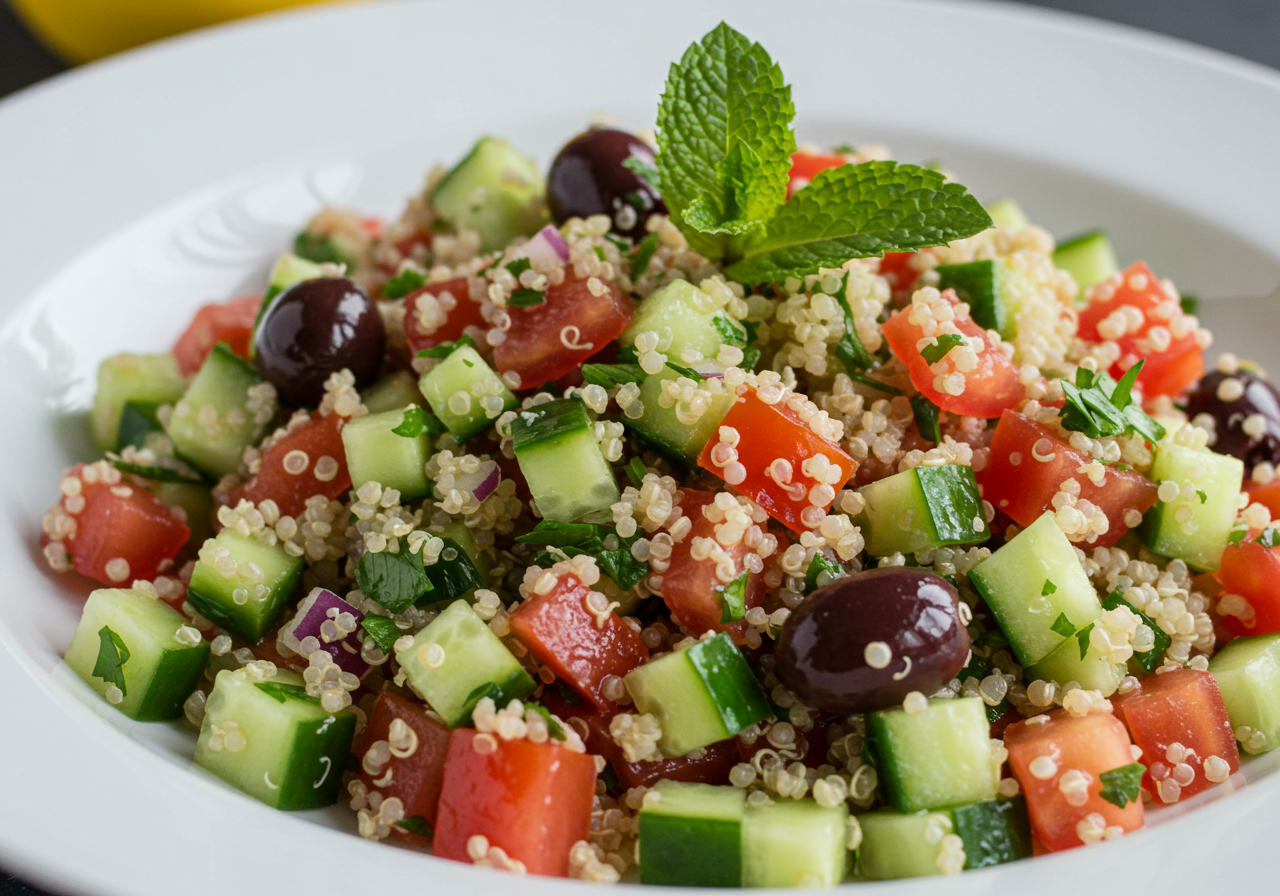 Mediterranean Quinoa Salad (Vegetarian, Gluten-Free, Dairy-Free)
