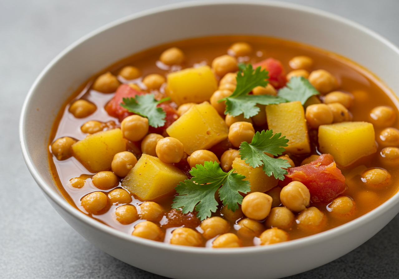 Spiced Chickpea, Potato & Tomato Soup
