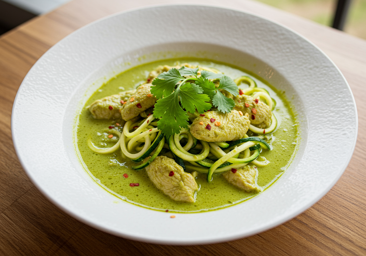 Thai Green Curry Chicken Zoodle Bowls