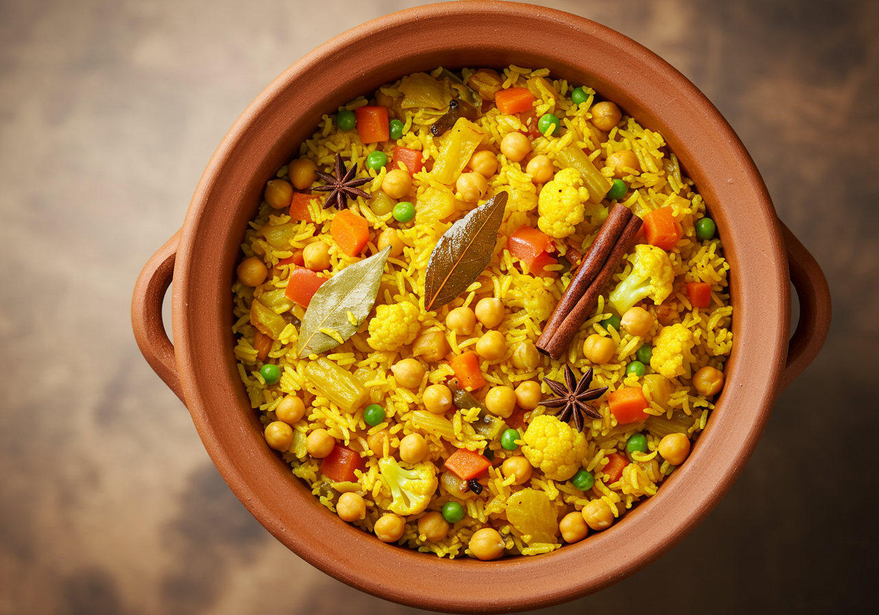 Spiced Chickpea and Vegetable Pulao