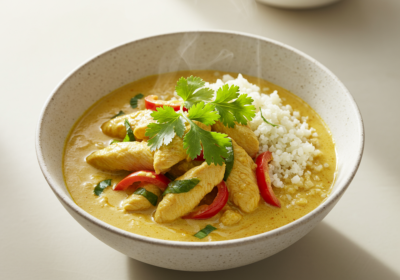 Thai Coconut Curry with Chicken and Cauliflower Rice