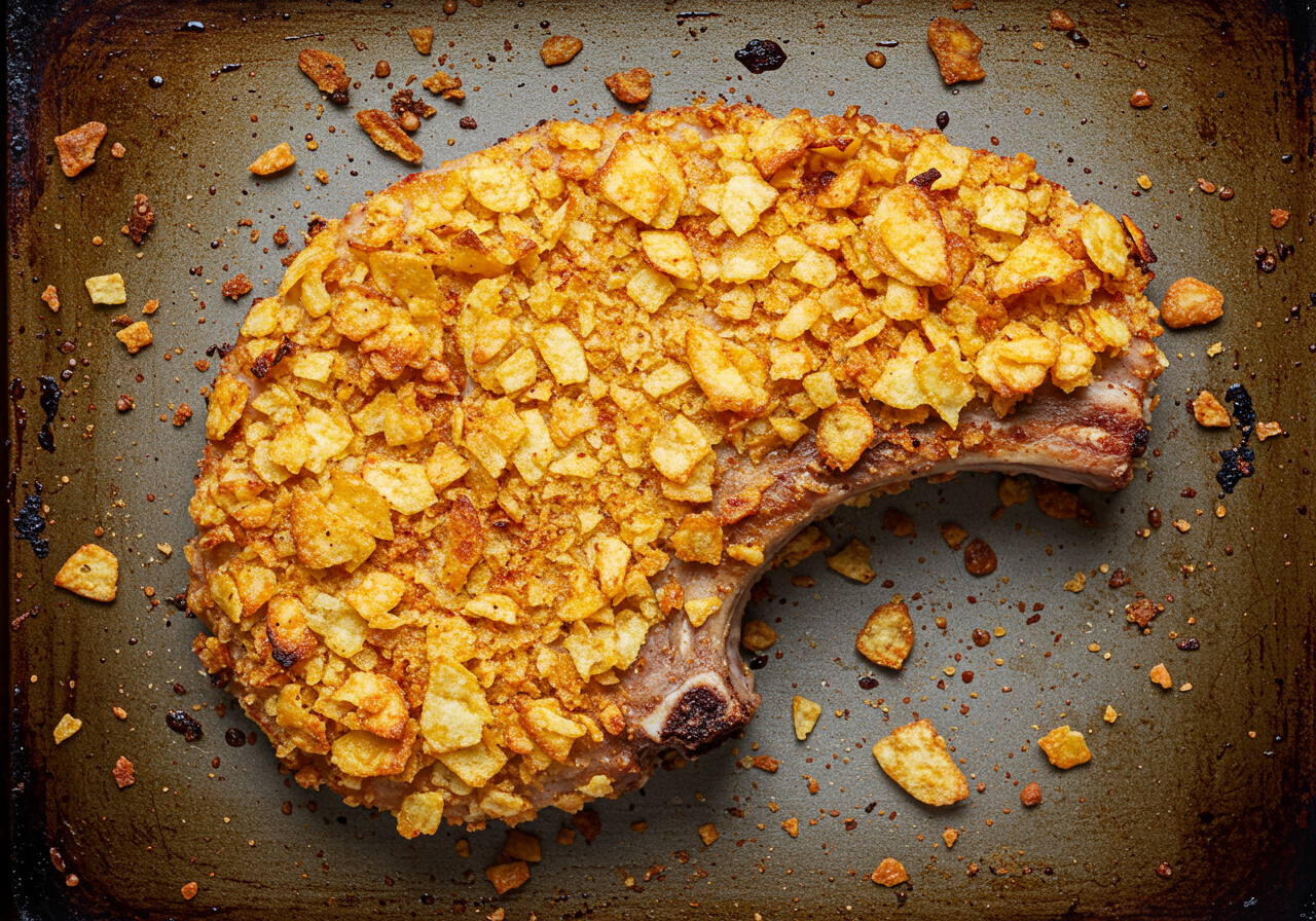 Pork Chop with Kettle Chip Crumble