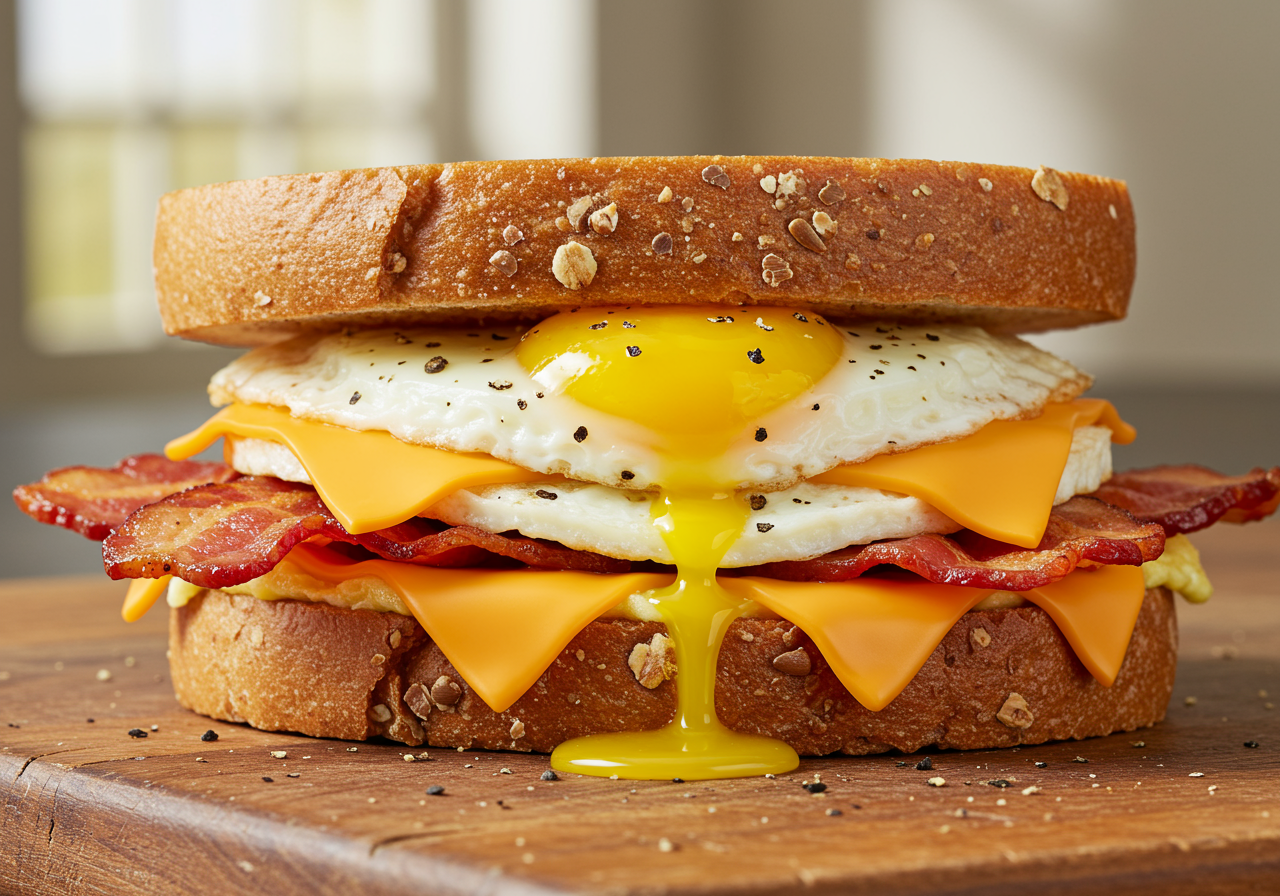 Canadian Bacon & Egg Breakfast Sandwich