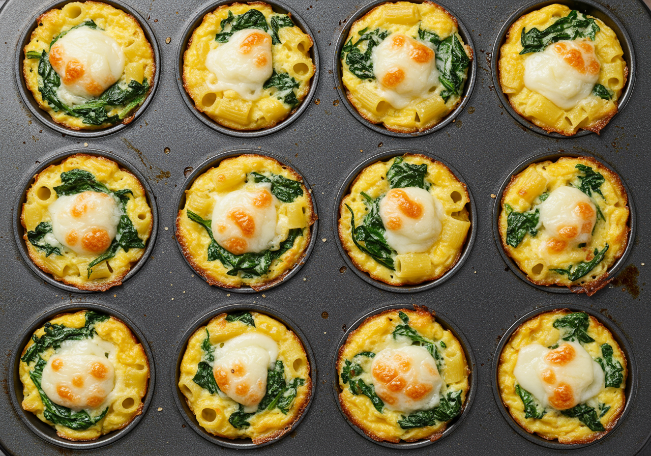Cheesy Pasta Frittata Bites