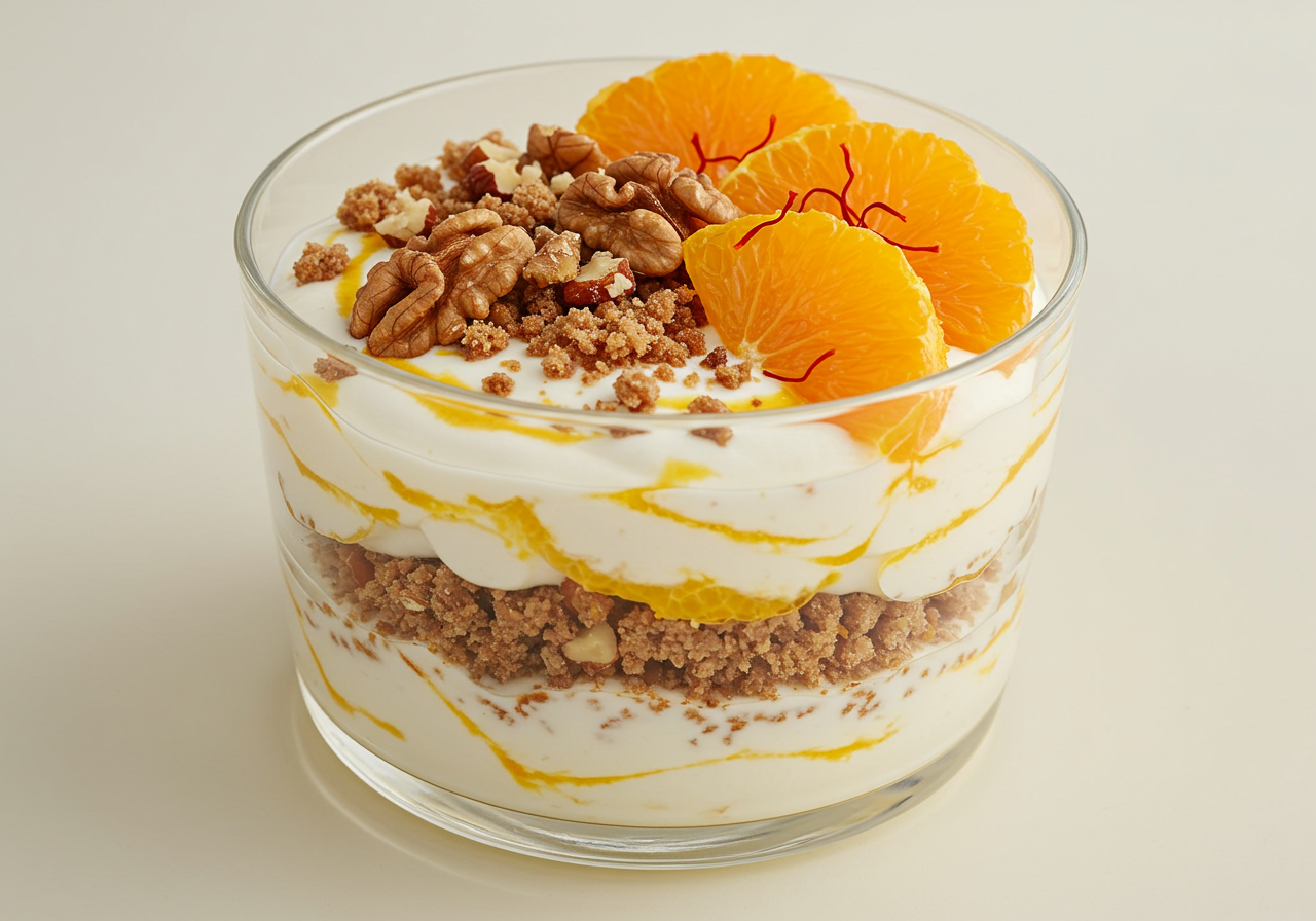 Masala Spiced Yogurt with Fruit and Rusk Crumble