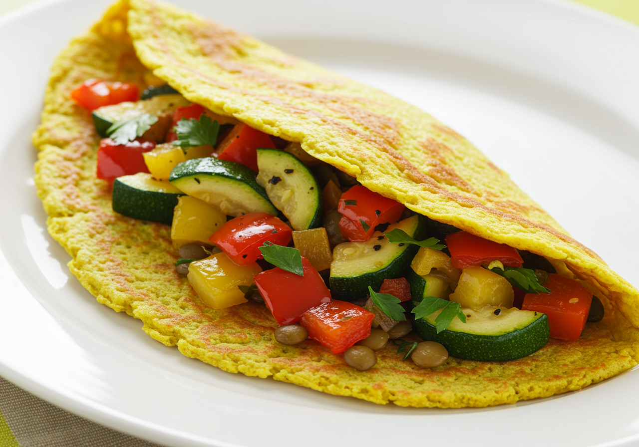 Vegan Moong Dal Cheela Wraps with Vegetable Medley