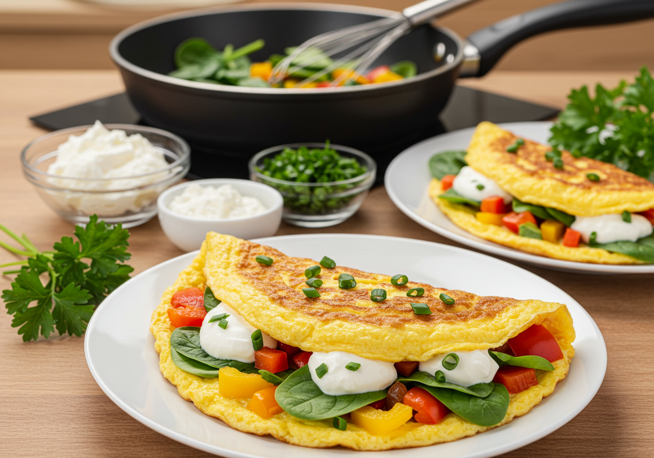 Spinach and Mini Pepper Omelets