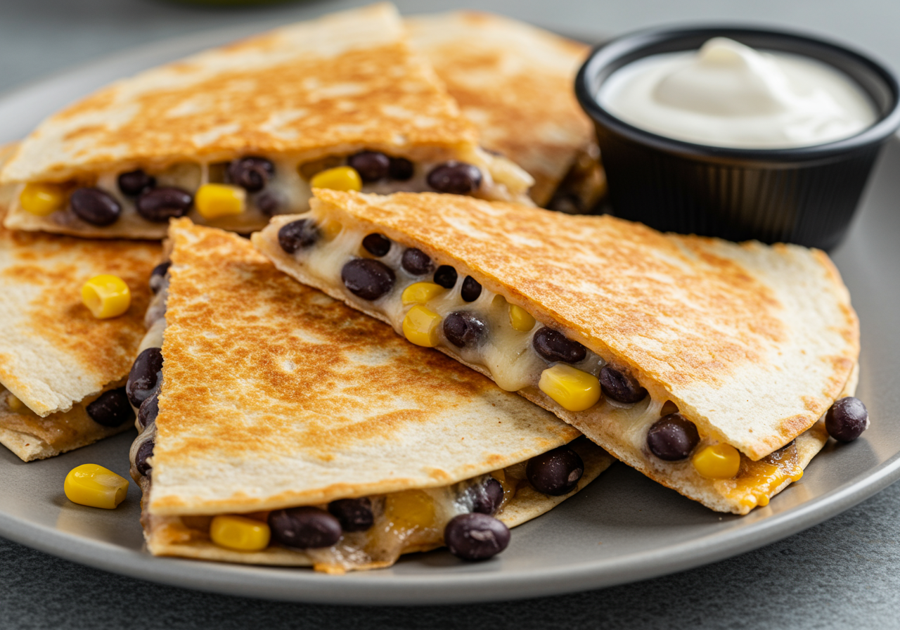 Vegetarian Quesadillas with Black Beans and Corn