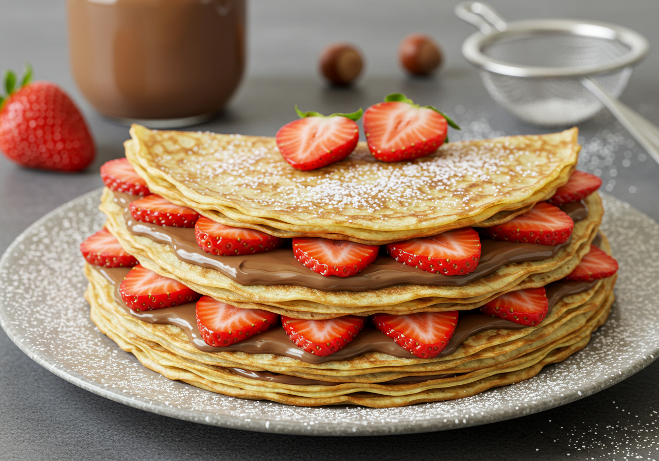 French Crêpes with Nutella and Strawberries
